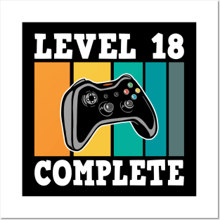 Level 18 Complete 18th Birthday 18 Years Gamer 2002 Posters and Art